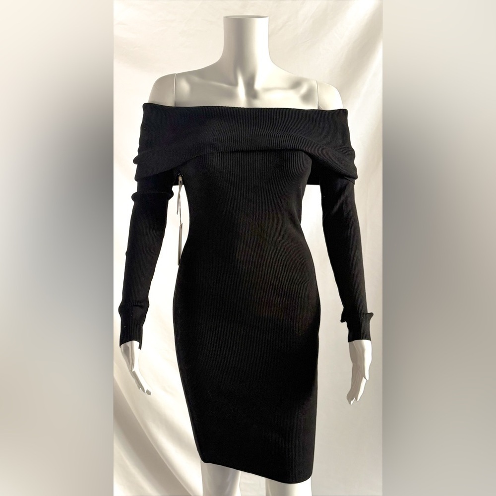 Wilfred Free Off the shoulder Wool Dress Black (NWT, Size Small)